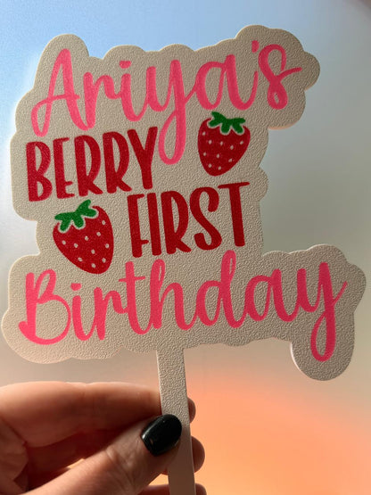 Personalised Berry First Birthday Cake Topper - alternate angle