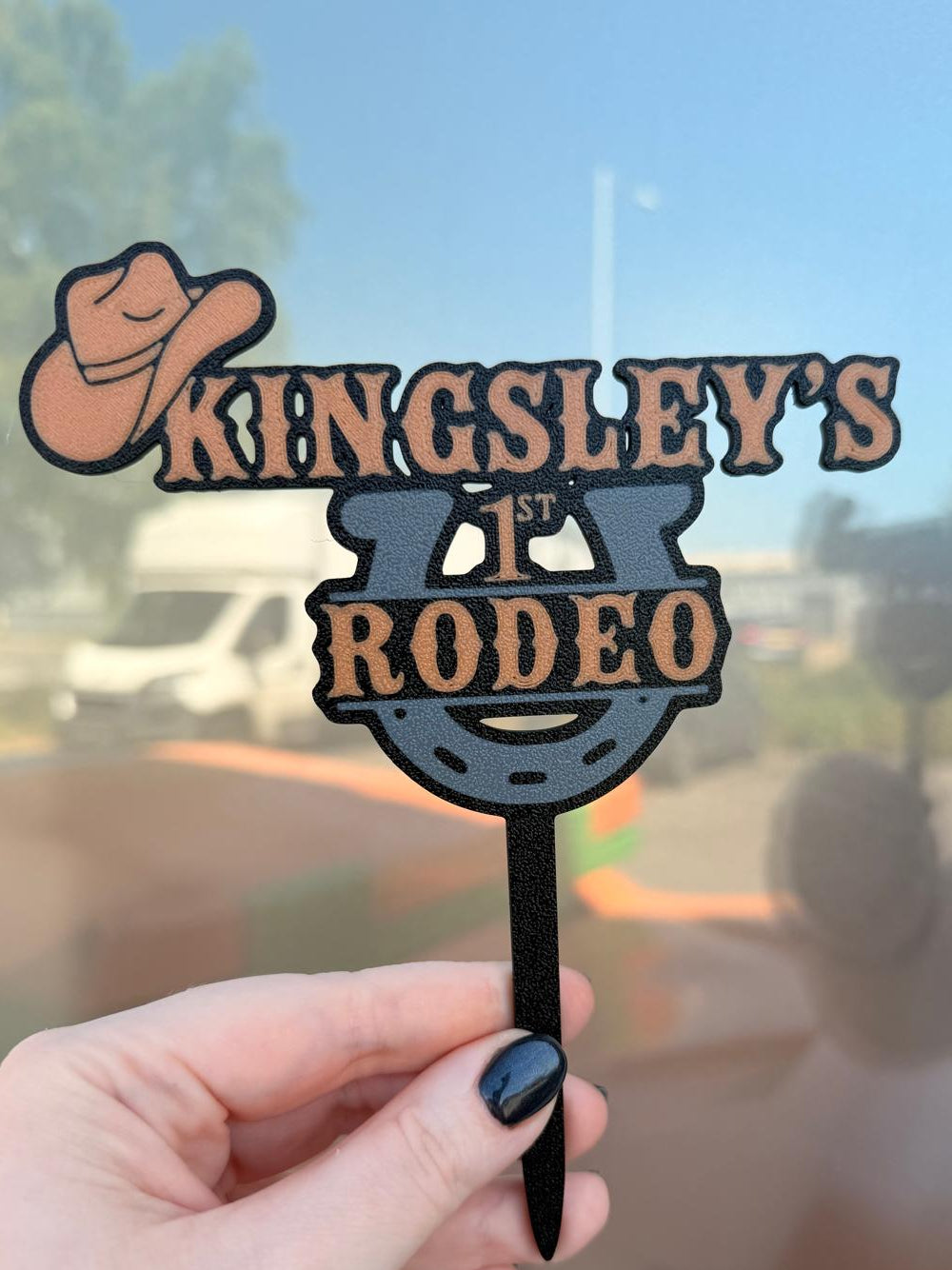 Personalised First Rodeo Birthday Cake Topper - alternate angle