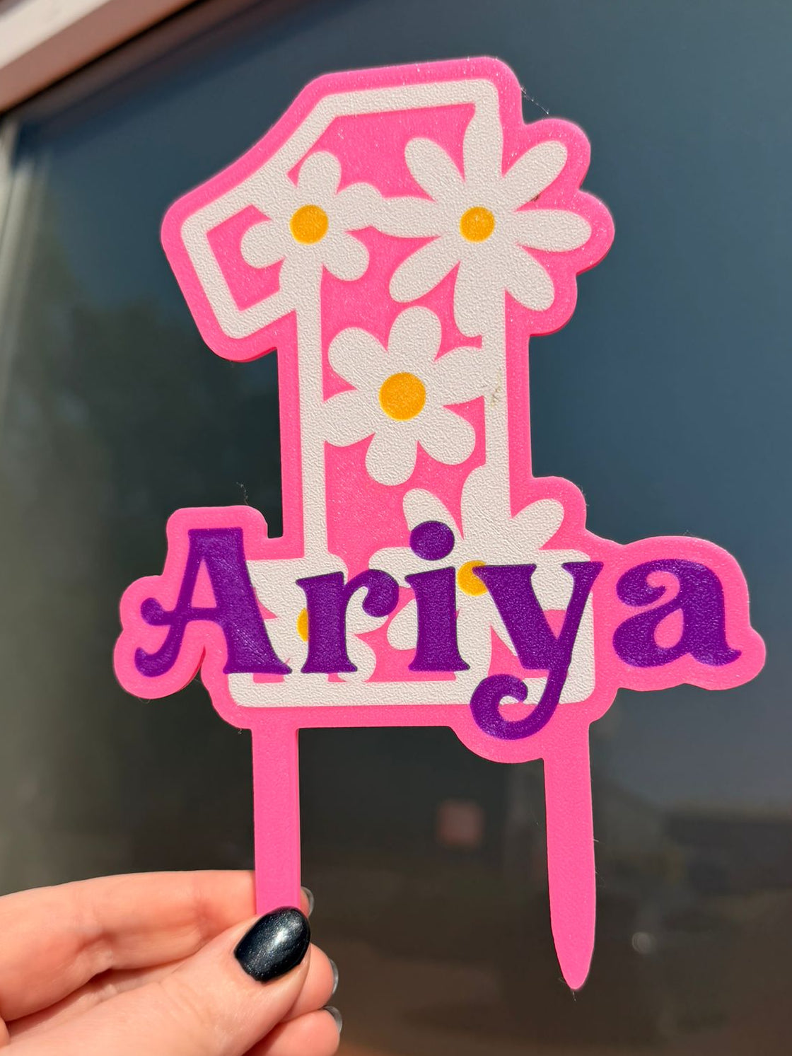 Personalised Flower Number Birthday Cake Topper - detail view