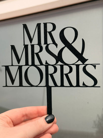 Personalised Wedding Cake Topper | Mr & Mrs Cake Topper | Custom Surname Wedding Topper | Rustic Wedding Decor