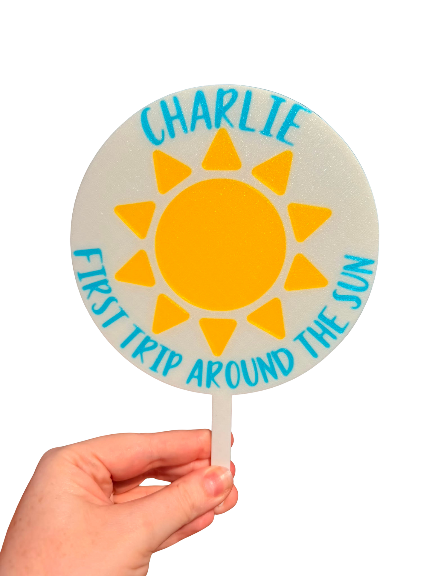 Personalised First Trip Around The Sun Cake Topper (Full Circle)