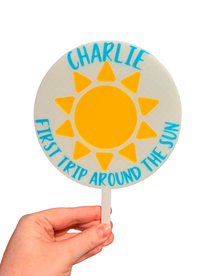 Personalised First Trip Around The Sun Cake Topper (Full Circle)