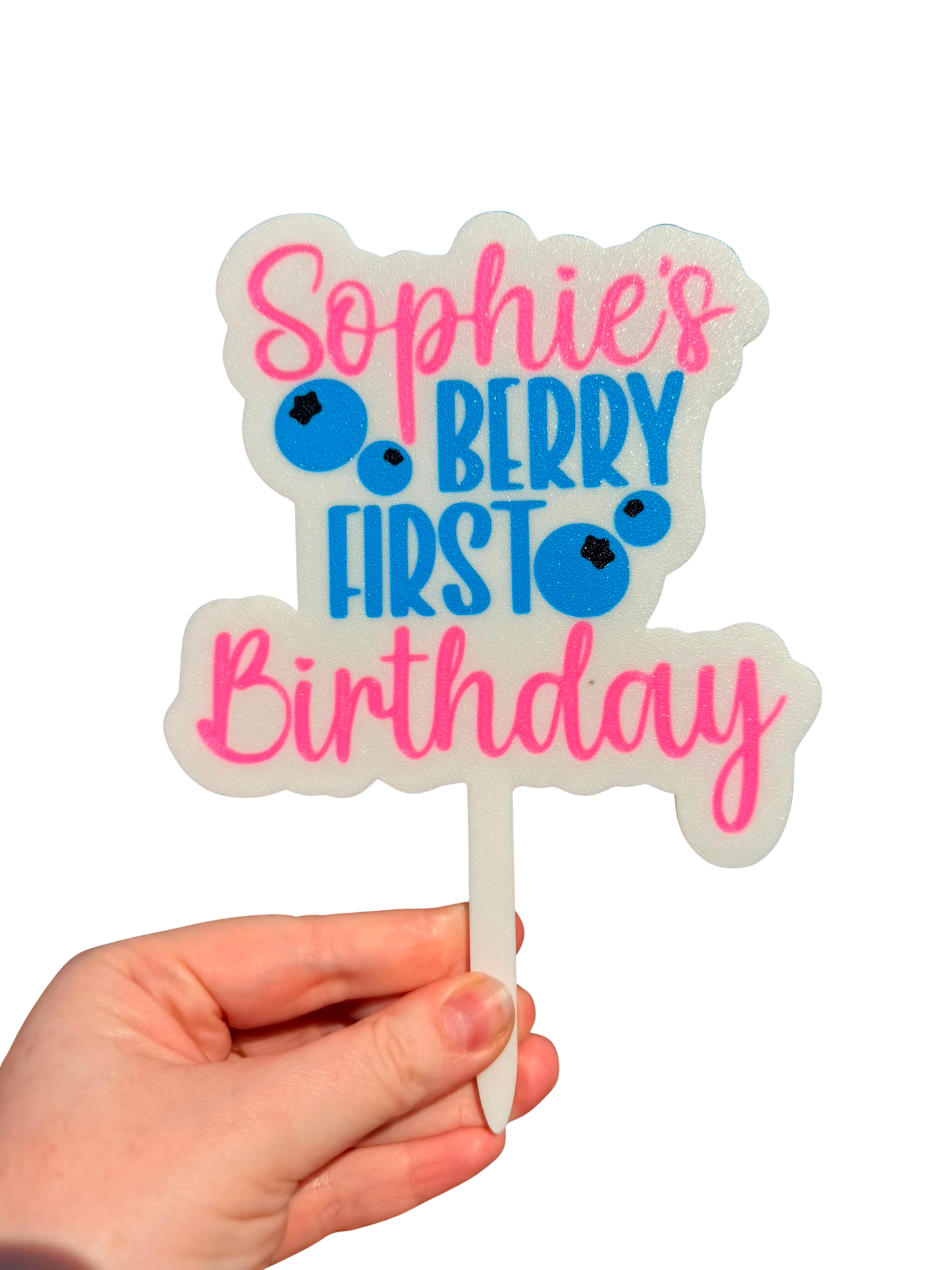 Personalised Berry First Birthday Cake Topper - Blueberry