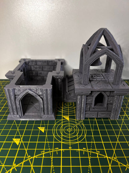 Church with Tower - Scenic DnD Terrain - Halloween Decoration - scale view