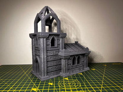 Church with Tower - Scenic DnD Terrain - Halloween Decoration - product photo