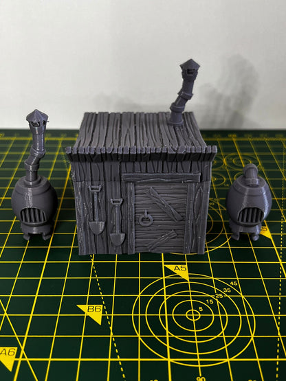 Graveyard Shack - Scenic DnD Terrain - Halloween Decoration - scale view