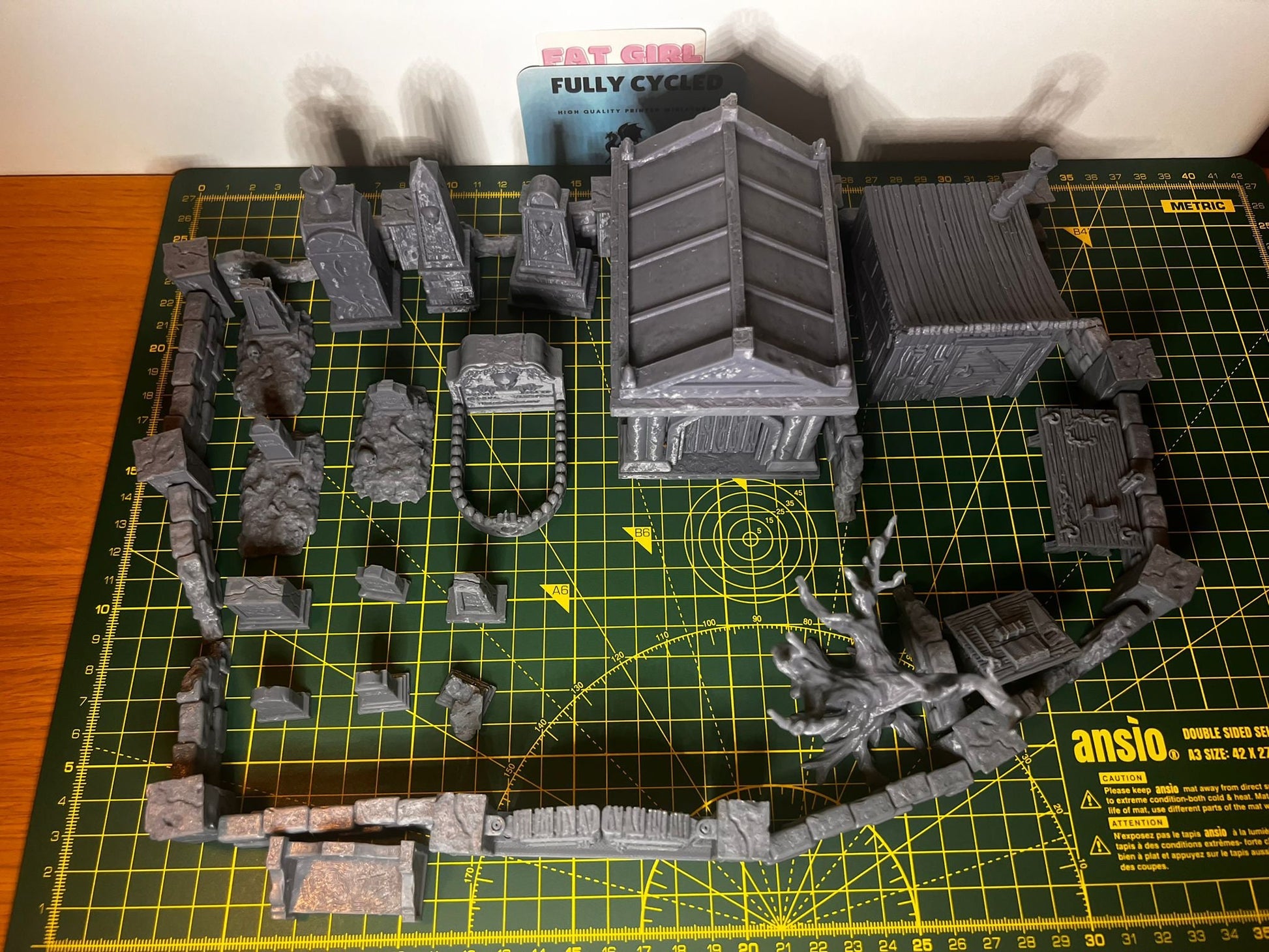 Mausoleum Graveyard Scene - Scenic DnD Terrain - Halloween Decoration - alternate angle