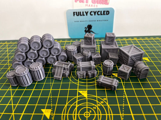 Crates and Barrels - Storage Scatter Terrain - RPG Accessories - product photo