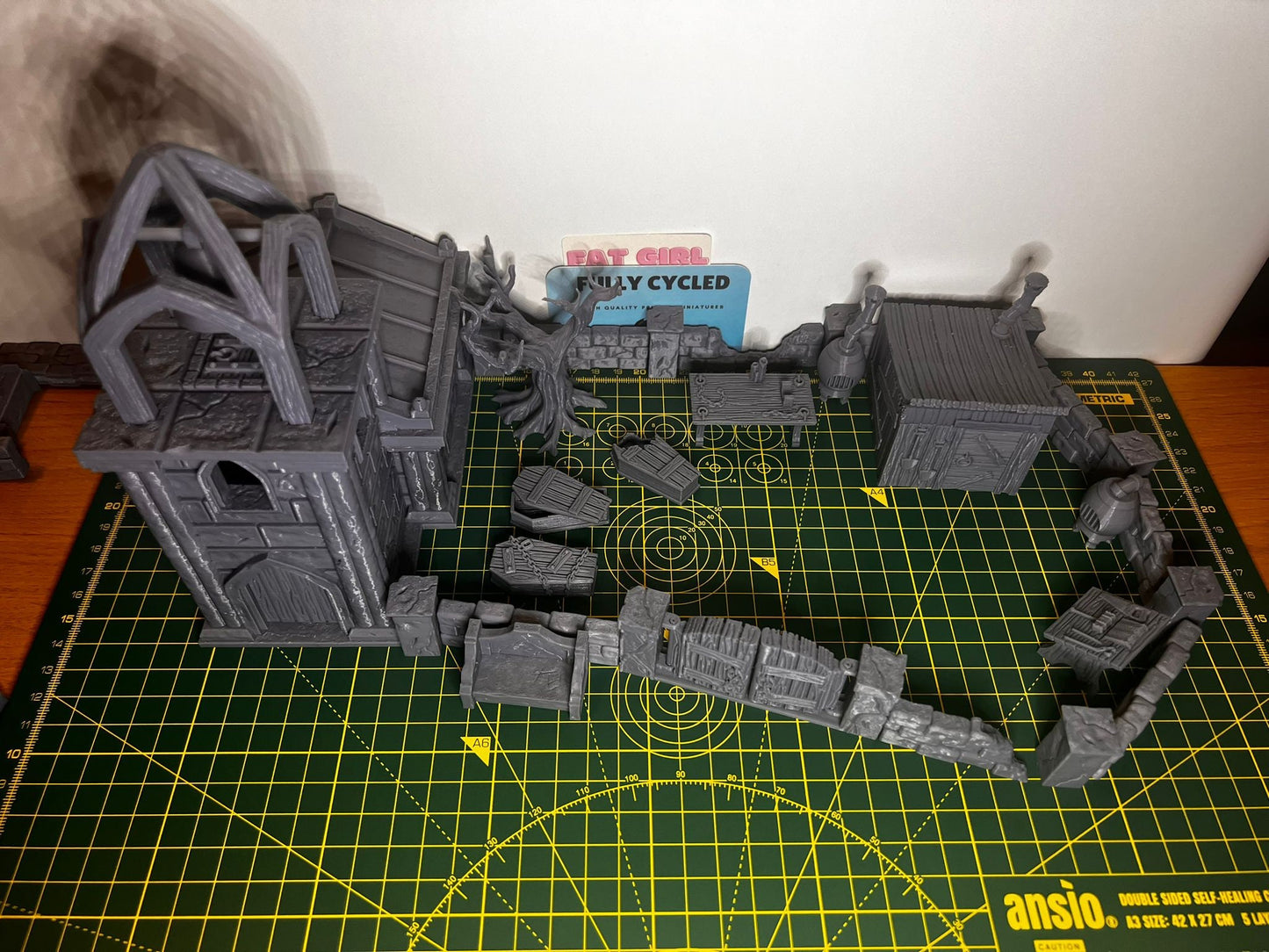 Church and Graveyard Scene - Scenic DnD Terrain - Halloween Decoration - alternate angle