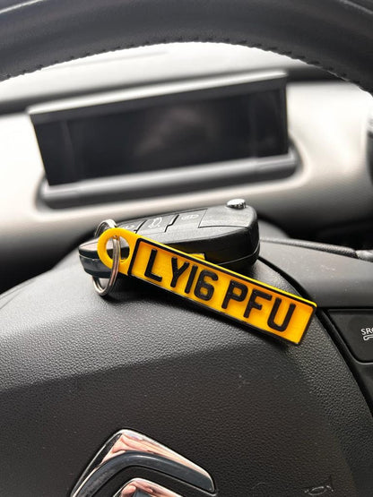Personalised 3D Licence Plate Keyring - alternate angle