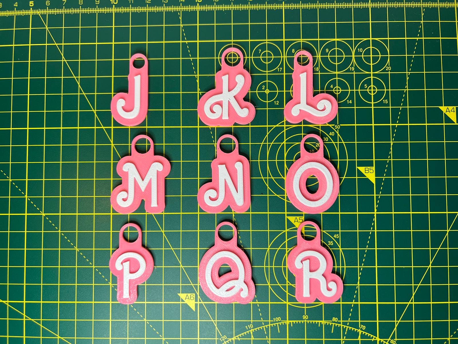 Custom Pink and White Name Keyring - colour option