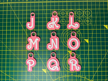 Custom Pink and White Name Keyring - colour option