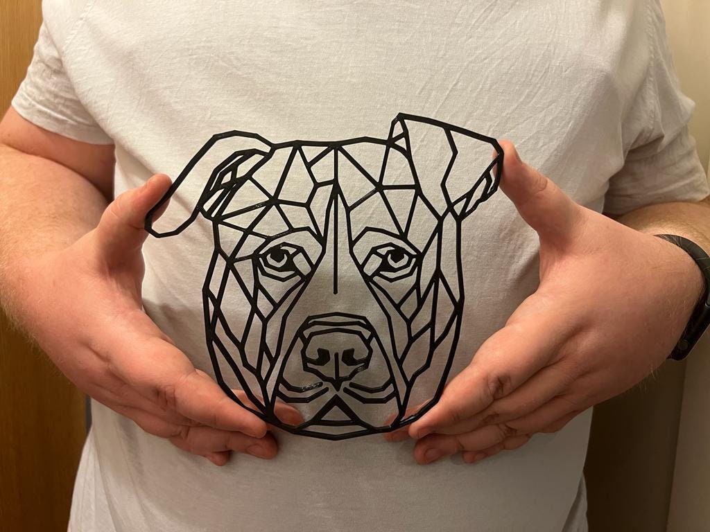 Geometric Staffordshire Bull Terrier Wall Art - detail view