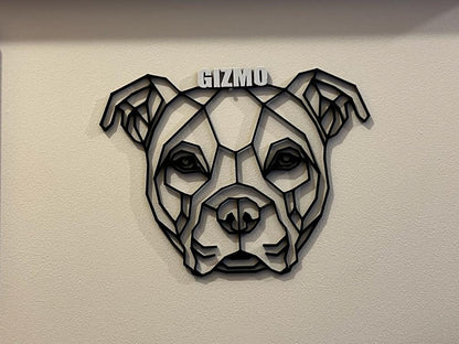 Personalised Geometric Staffordshire Bull Terrier Wall Art - detail view