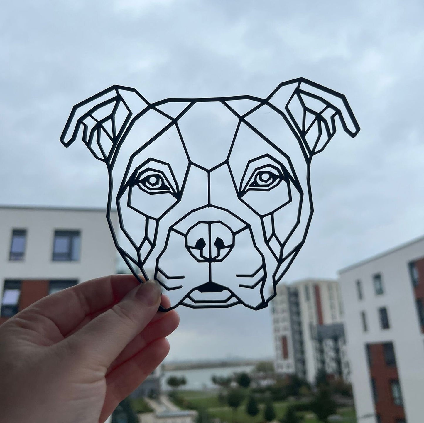 Geometric American Bulldog Wall Art Decor - Geometric Pet Print - Dog Lover Gift Idea - Staff - Staffy