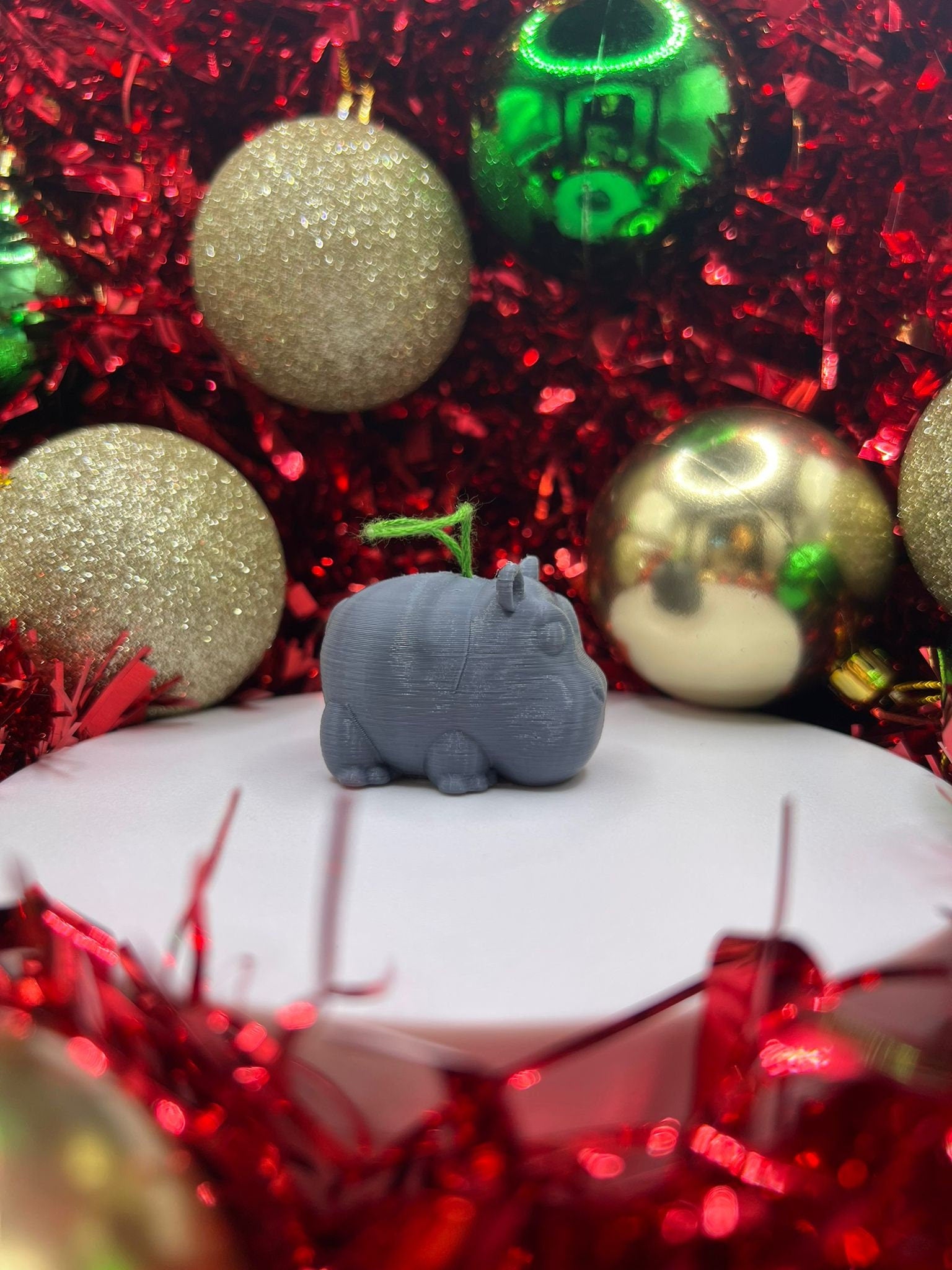 Hippopotamus Christmas Bauble - Christmas Ornament - Xmas Tree Bauble - alternate angle