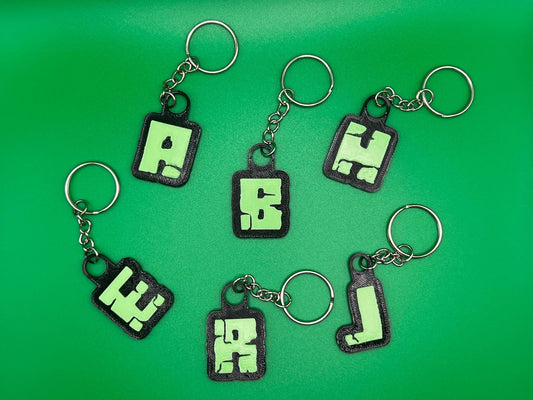 Custom Black and Green Name Keyring - product photo
