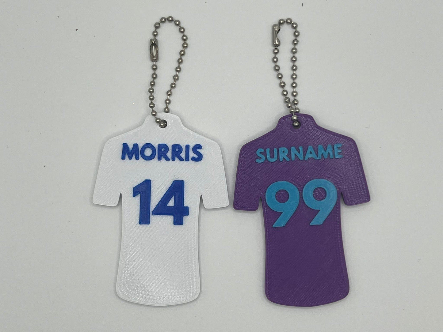 Personalised Sport Shirt Keyring - alternate angle
