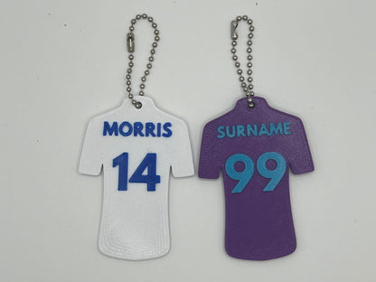 Personalised Sport Shirt Keyring - alternate angle