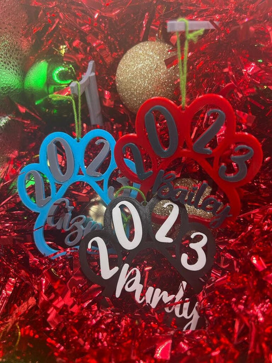 Personalised Pet Paw Decoration - Christmas Ornament - Xmas Tree Bauble - product photo