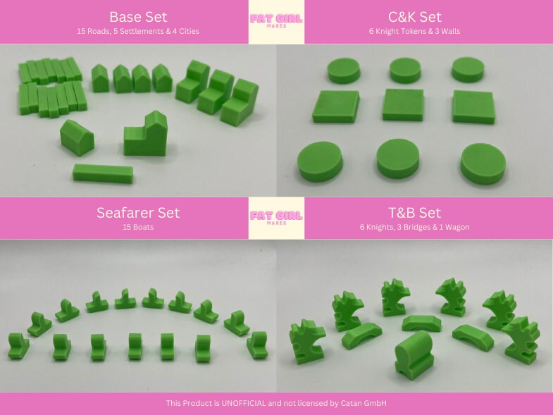 Unofficial Replacement Alternative Pieces and Tokens for Catan Board Game - alternate angle