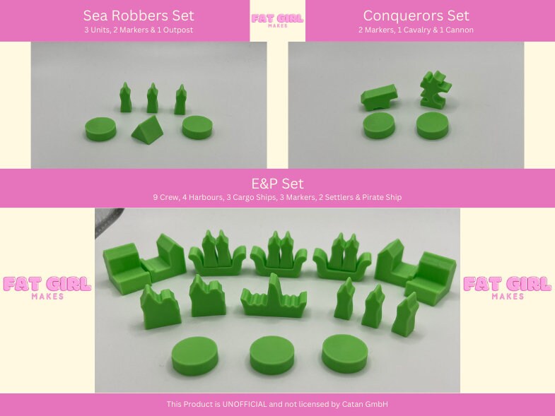 Unofficial Replacement Alternative Pieces and Tokens for Catan Board Game - detail view