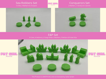 Unofficial Replacement Alternative Pieces and Tokens for Catan Board Game - detail view