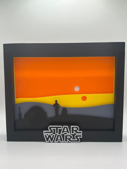 Star Wars Tatooine 3D Multi-layer Shadow Box Personalised Wall Art - product photo